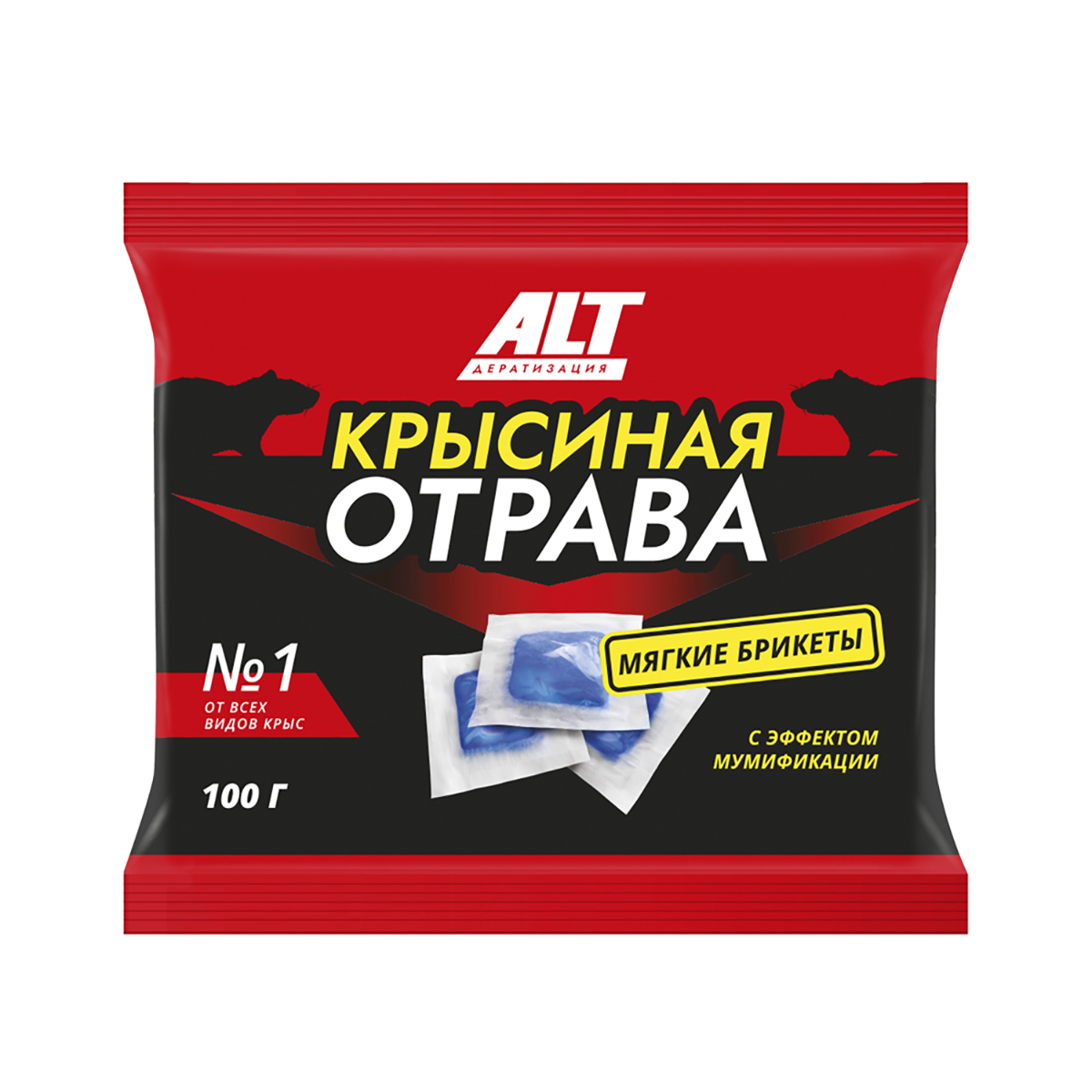 Средство от крыс "крысиная отрава №1" тесто-сырные брикеты 100 г (1/100) "alt"