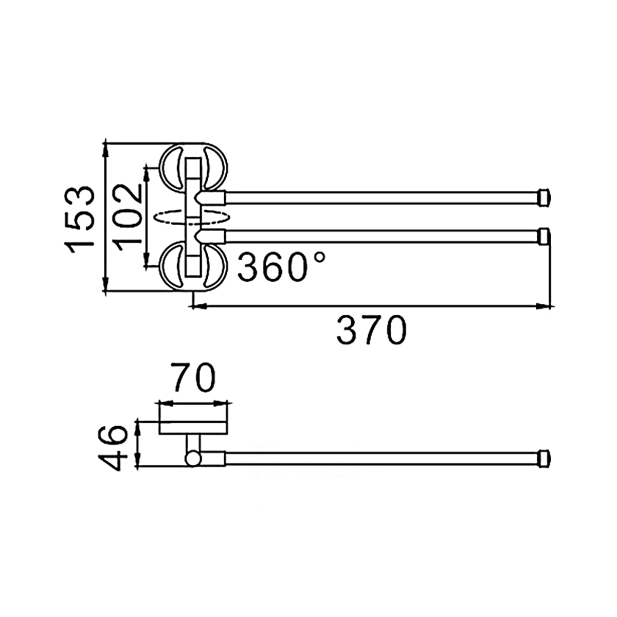 Полотенцедержатель поворотный двойной f1912, хром (1/20/40) "frap"