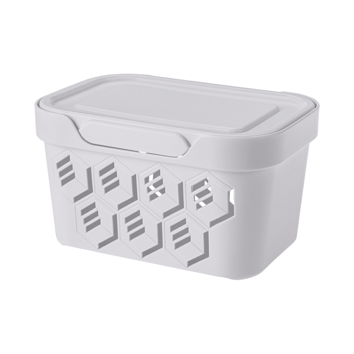 Ящик универс. с крышкой "deluxe" 189*132*110 мм 1,9 л (светло-серый) (1/20) "бытпласт"