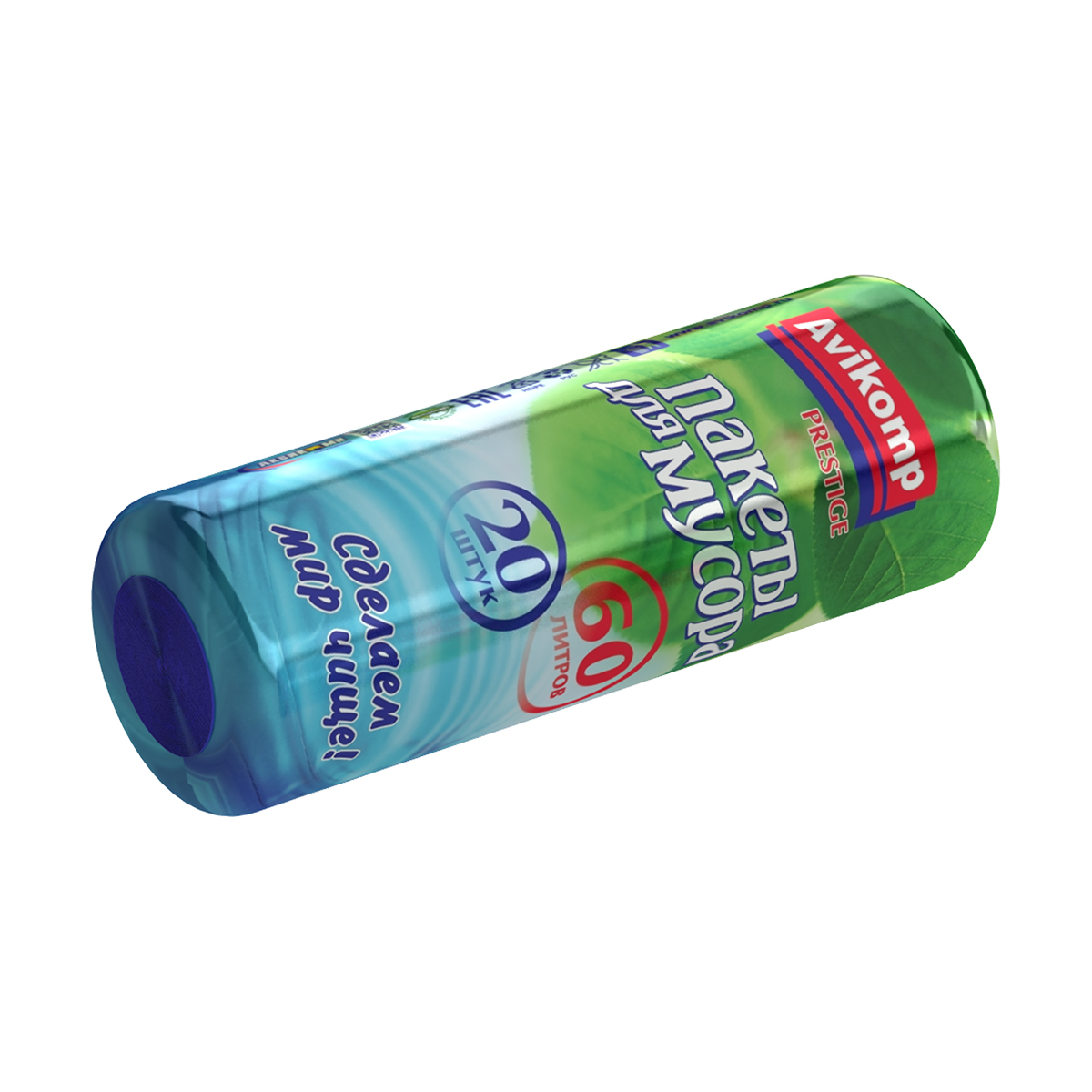 Пакеты для мусора "prestige"  60 л, рулон 20 шт. (синие) 11 мкм (1/30) "avikomp"