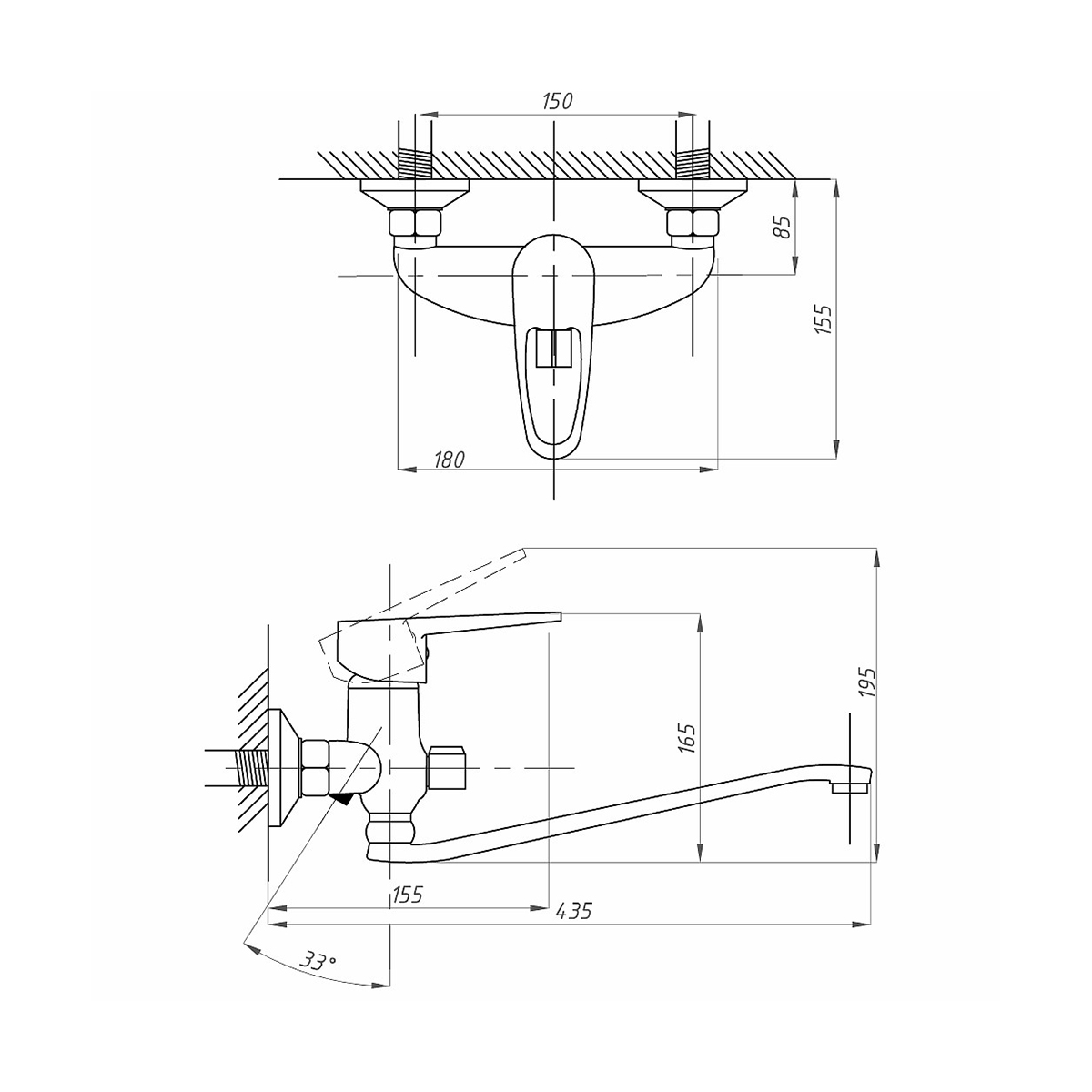 Смеситель для ванн fzs-888-b126 длинный излив (1/10) "fauzt"