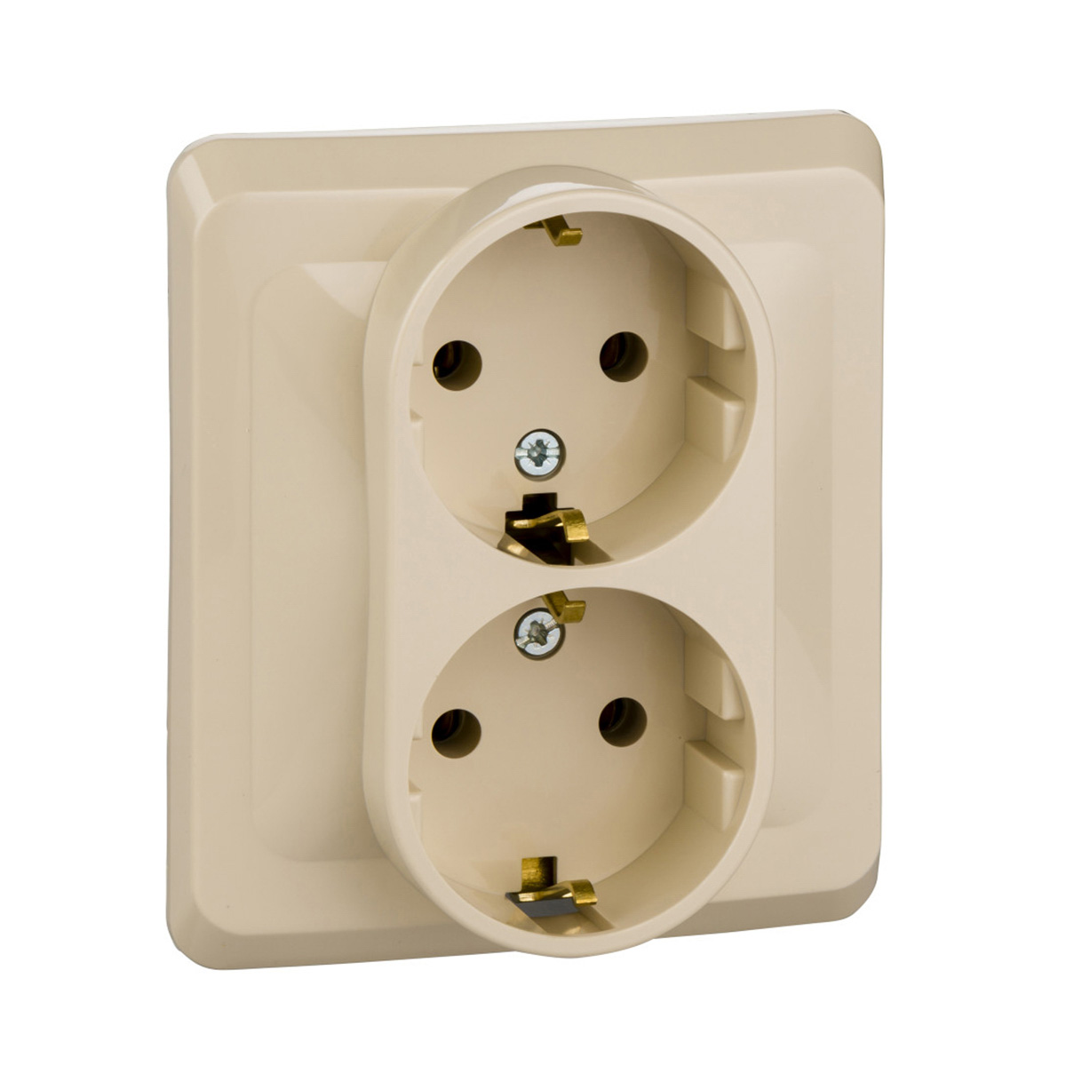 Розетка "этюд" 2-х местн. с заземл. 16а, кремовый (1/15/90) "schneider"