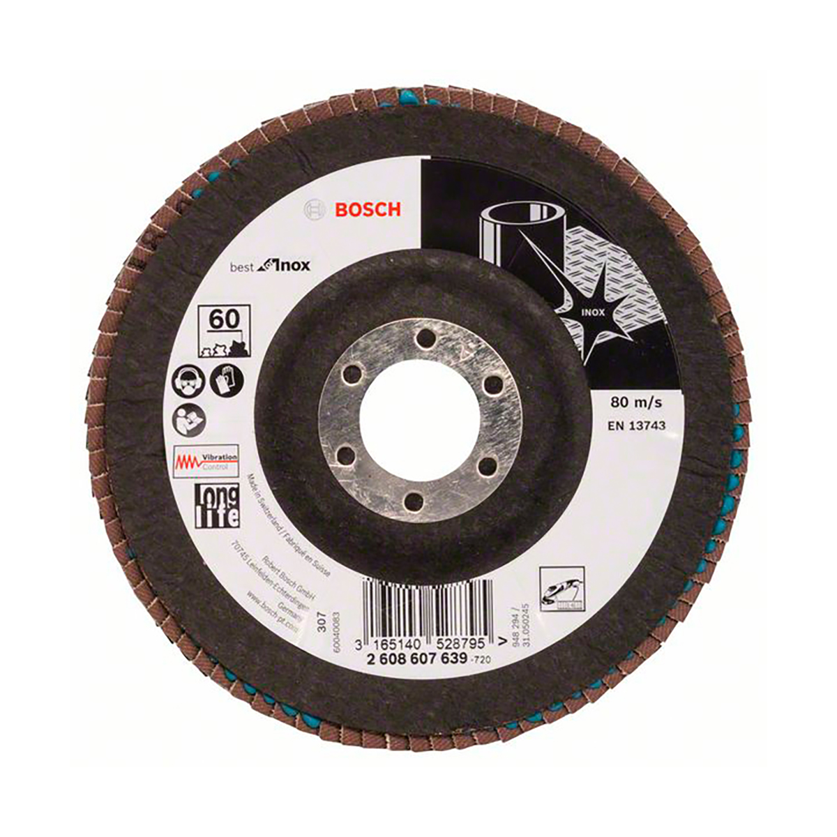 Круг лепестковый "best for inox" для ушм 125 х 22,2 мм, к60 (1) "bosch" 2608607639