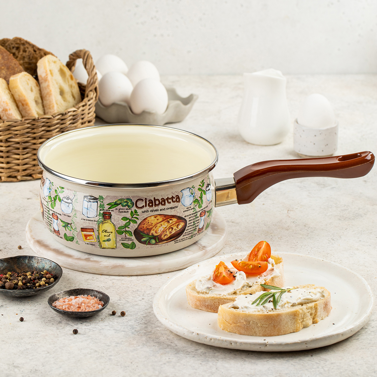 Ковш эмалиров. "чиабатта" 1,6 л, 16 см (1/6) "metrot"