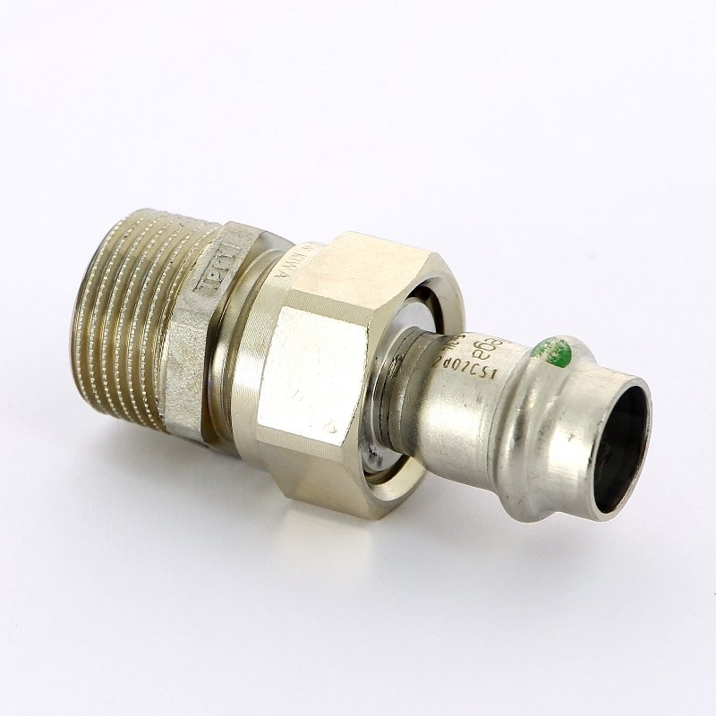 Муфта пресс-Н разъёмная 15x3/4" с плоской прокладкой нержавеющая сталь Sanpress Inox VIEGA