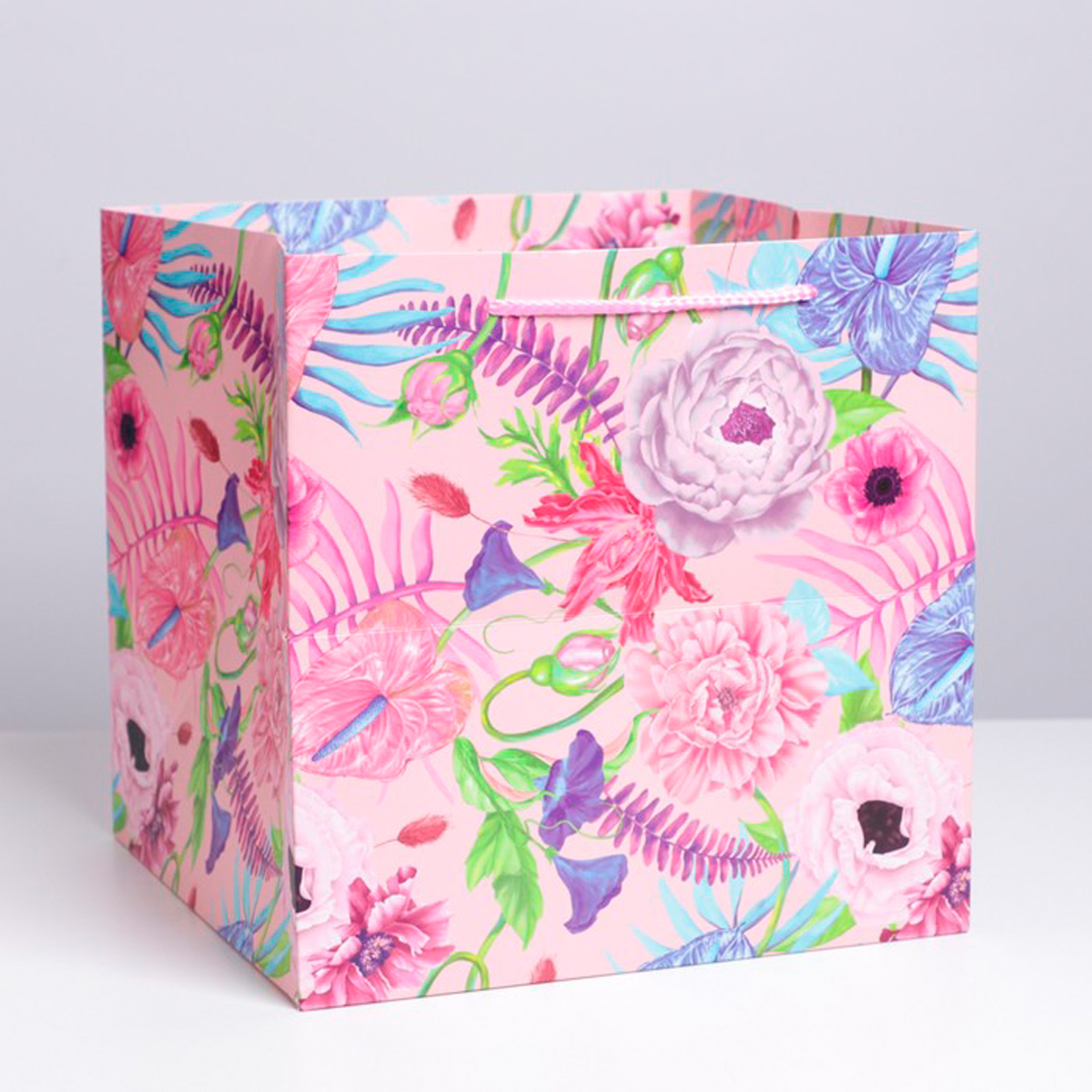 Пакет подарочный "с днем рождения!" 30*30*30 см (1/150) "дарите счастье" 7167117