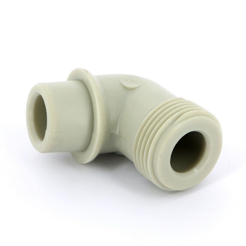 Угол резьбовой 20 x 3/4" с пластиковой резьбой (НР) PP-R FV-PLAST серый
