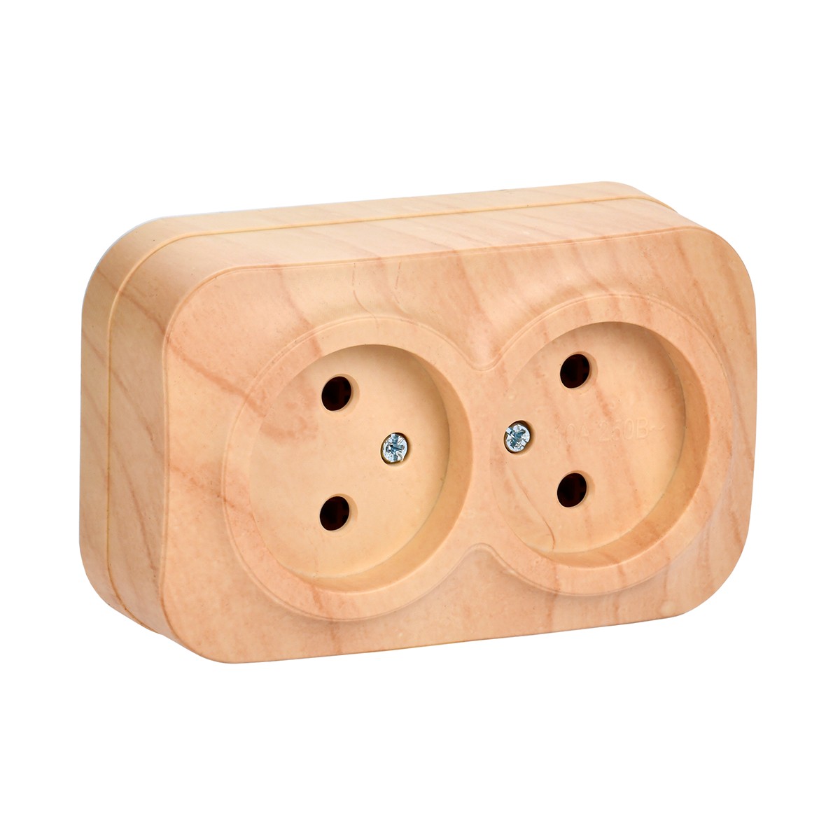 Розетка открыт. уст. "glory" 2-х местн. рс22-2-хс, 10а, сосна (1/24/288) "iek"