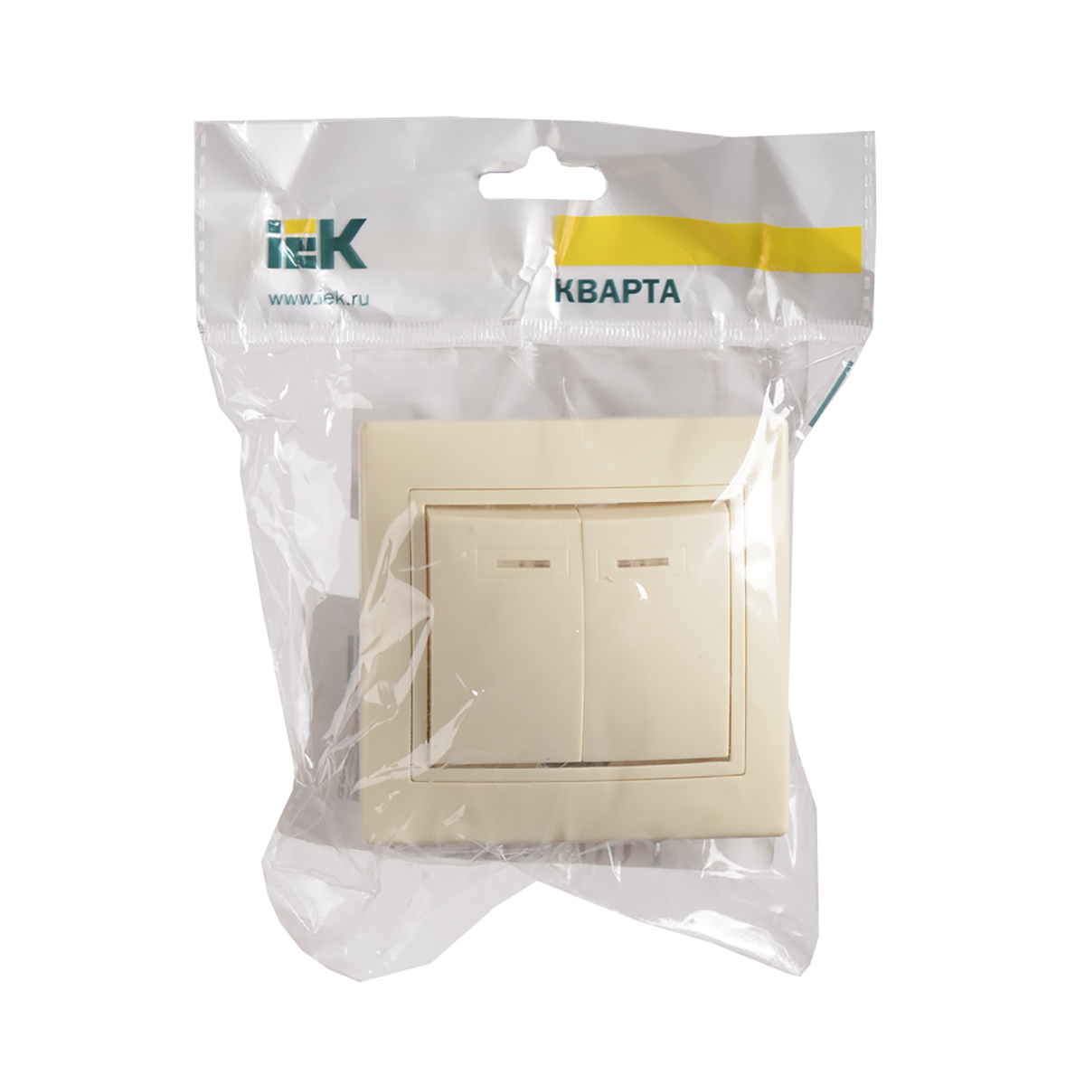 Выключатель "кварта" 2-х кл. с индикатором вс10-2-1-ккм, 10а, кремовый (1/10/200) "iek"