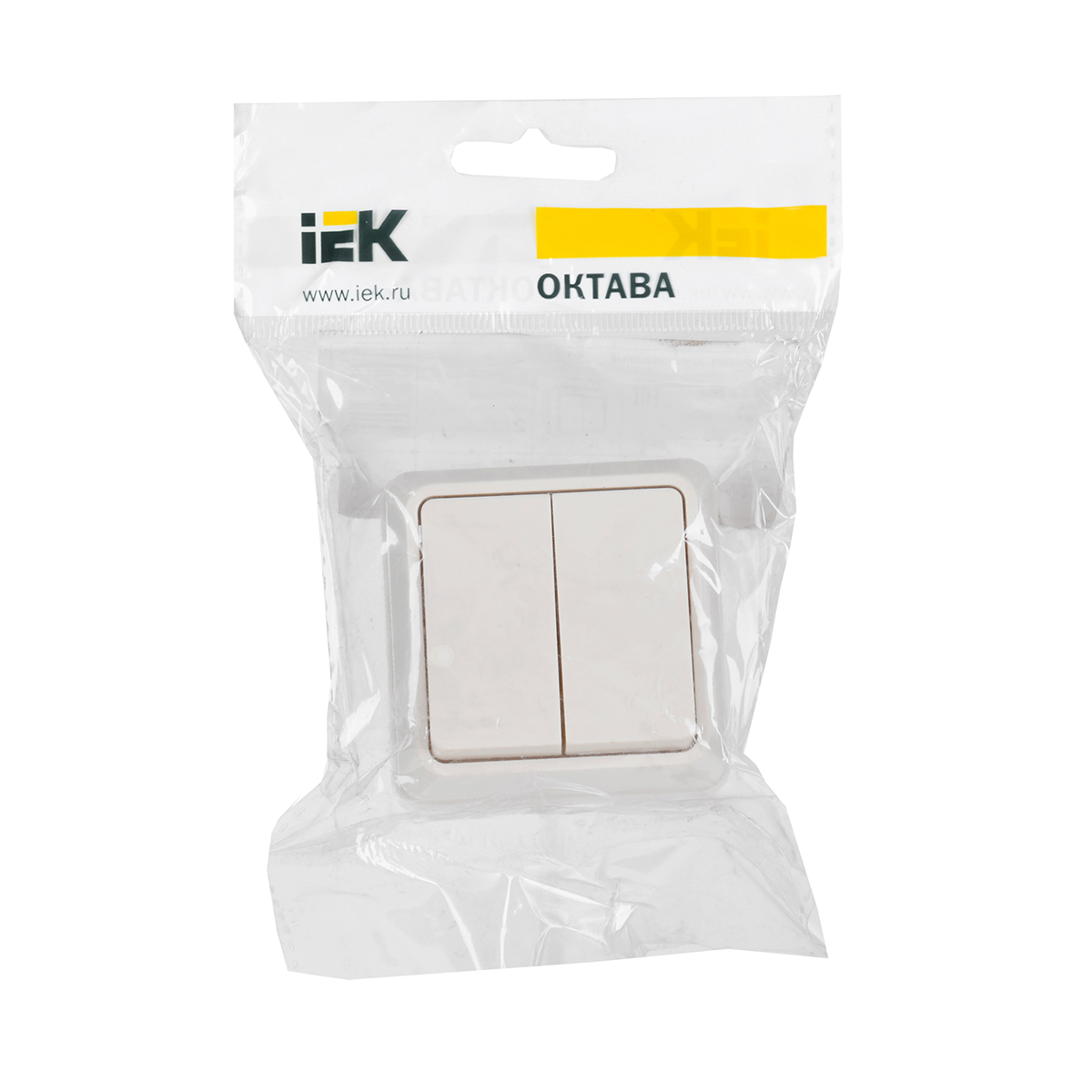 Выключатель открыт. уст. "октава" 2-х кл. вс20-2-0-окм, 10а, кремовый (1/36/432) "iek"