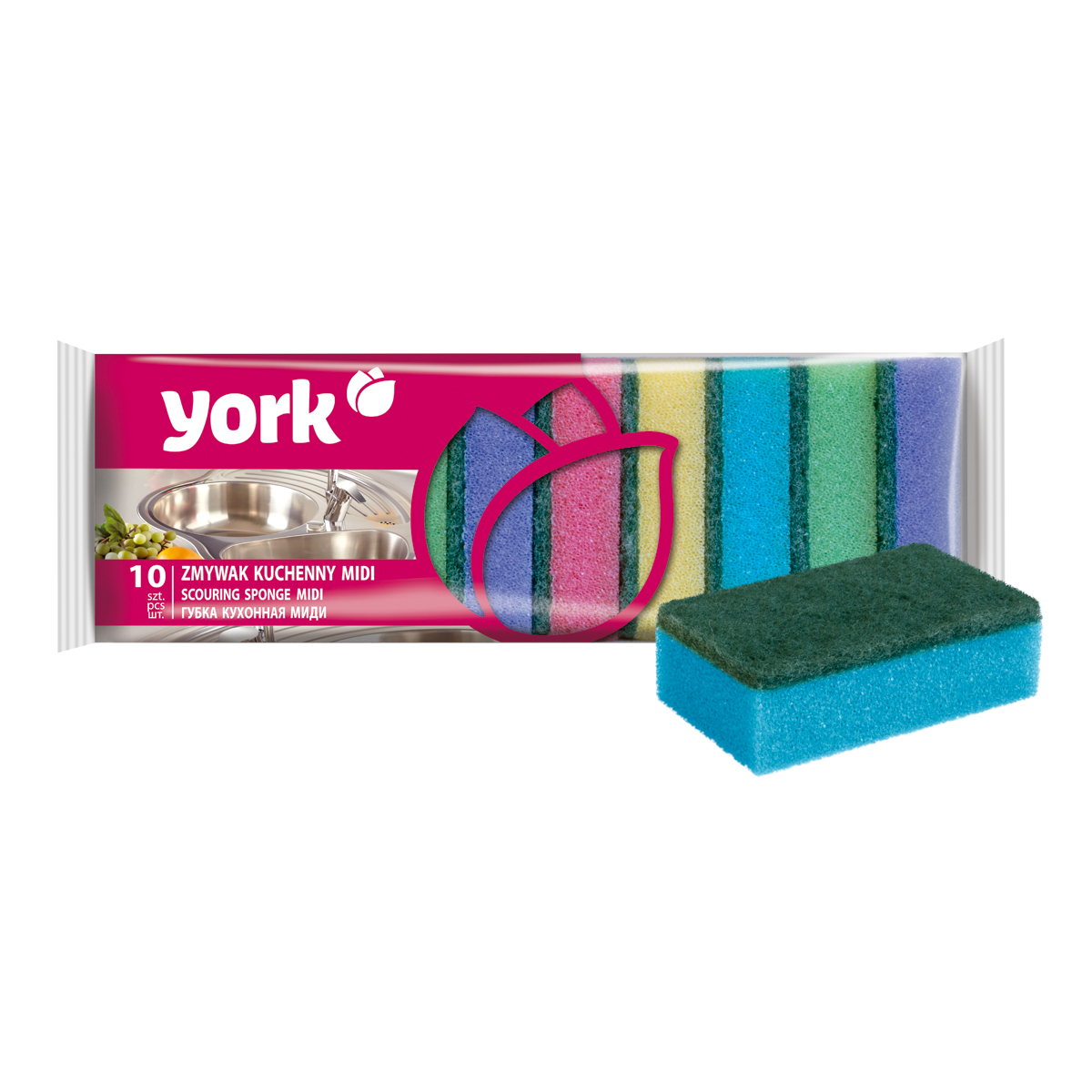 Губки для посуды "миди"' упак. 10 шт. (1/60) "york"