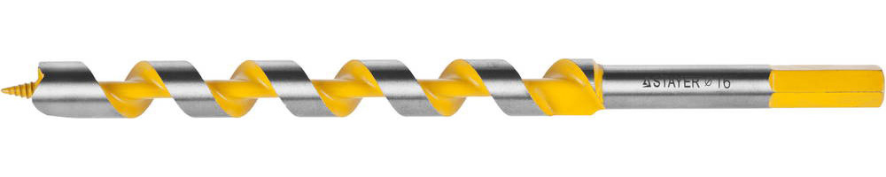 STAYER Spiral 16x235/160мм, сверло левиса по дереву, шестигранный хвостовик