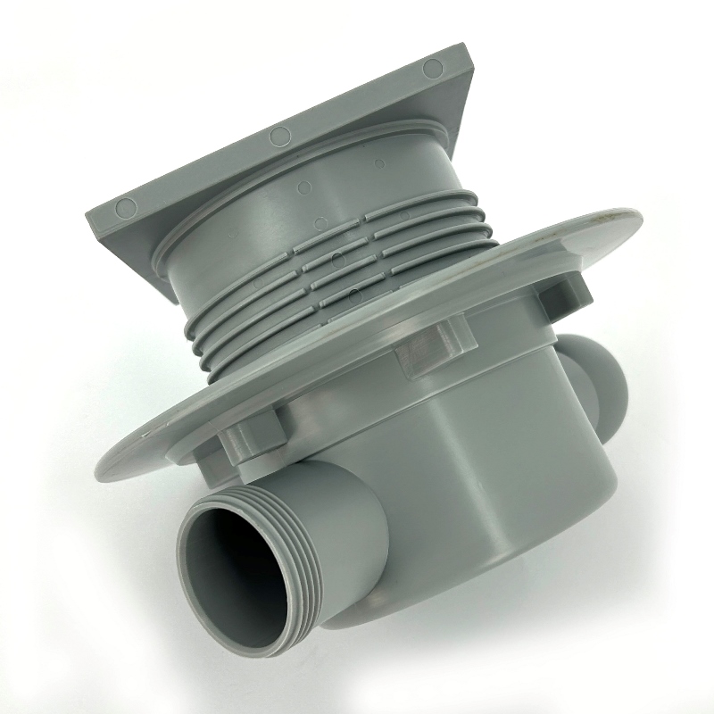 Трап McAlpine упак. пласт пакет 115 х 115 мм, H=87-145 мм, боковой выход 50/40 мм, нерж.сталь