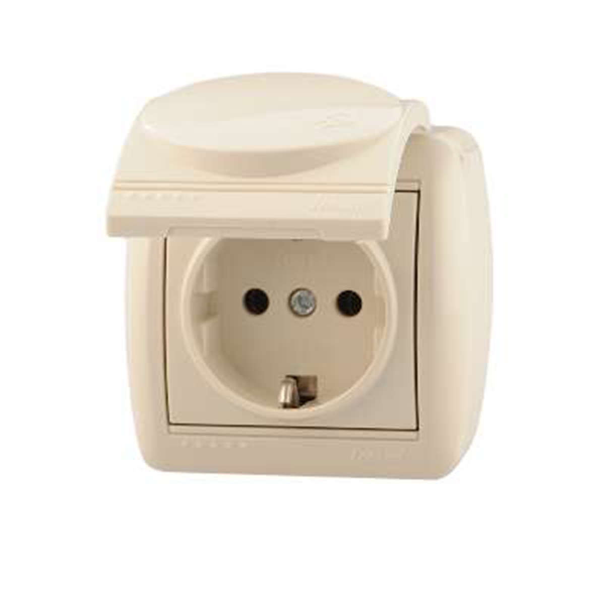 Розетка открыт. уст. "nata" 1 местн. с заземл, с крыш (керамика) крем(1/10/120)"lezard" 710-0300-123