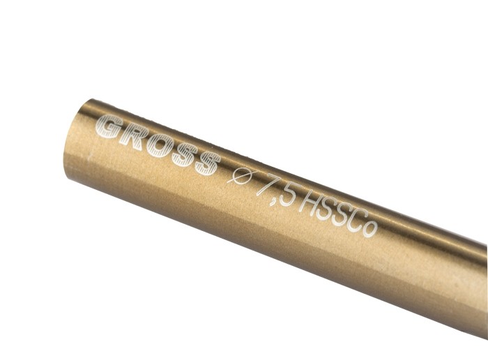 Сверло спиральное по металлу, 7.5 мм, HSS-Co Gross (72331)
