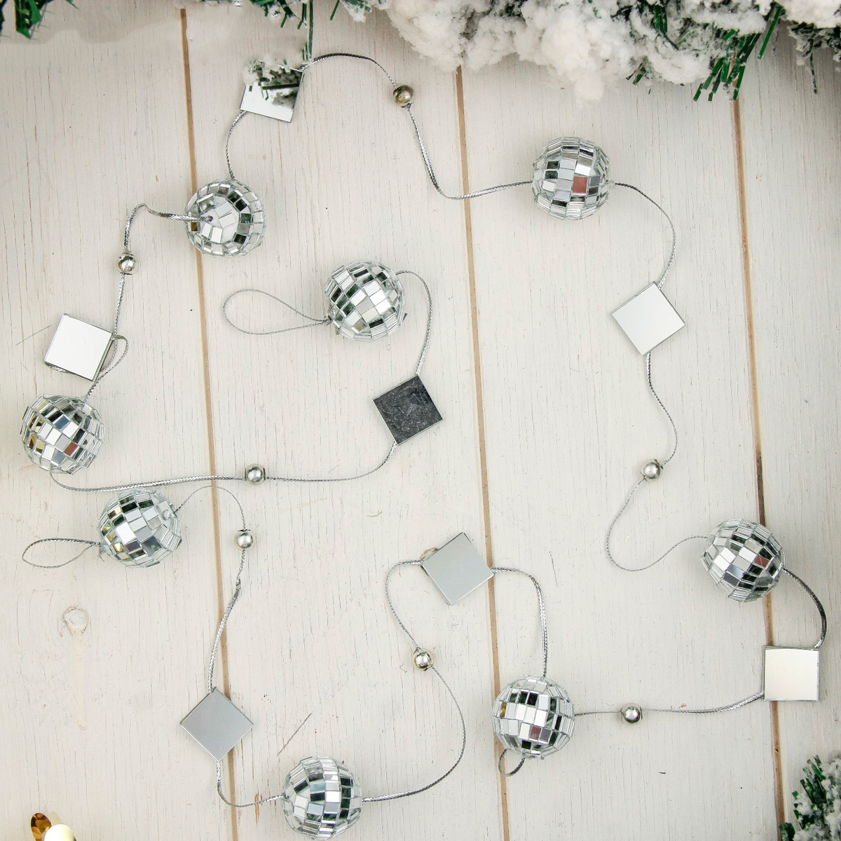 Бусы 1,6 м "зеркальные шарики и ромбики" серебро "зимнее волшебство" 3565767