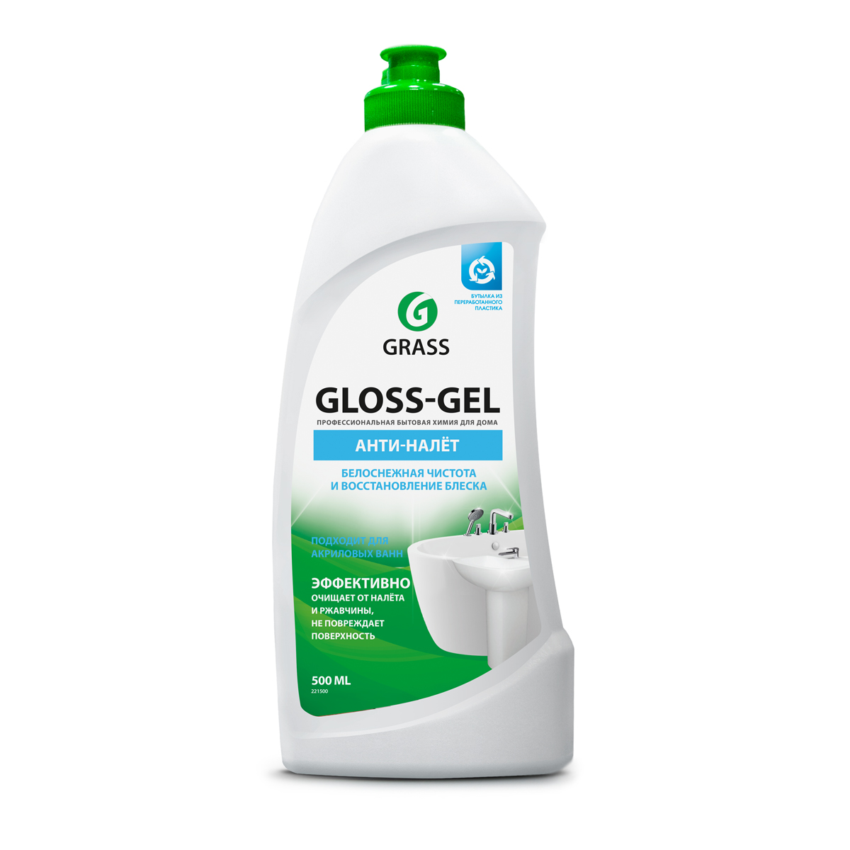 Средство для ванной комнаты чистящее "gloss gel" 0,5 л (кислотное) (1/8) "grass"
