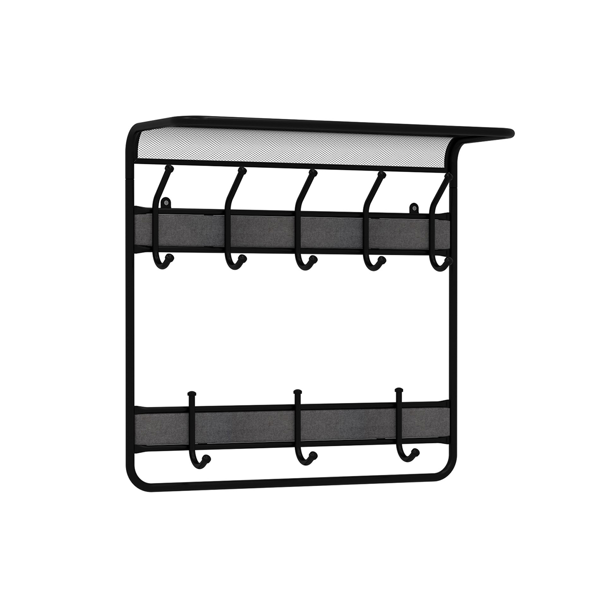 Вешалка настенная с полкой "гранада 22" (8 крючков) 600*220*580 мм черный (1) вспг22 ч