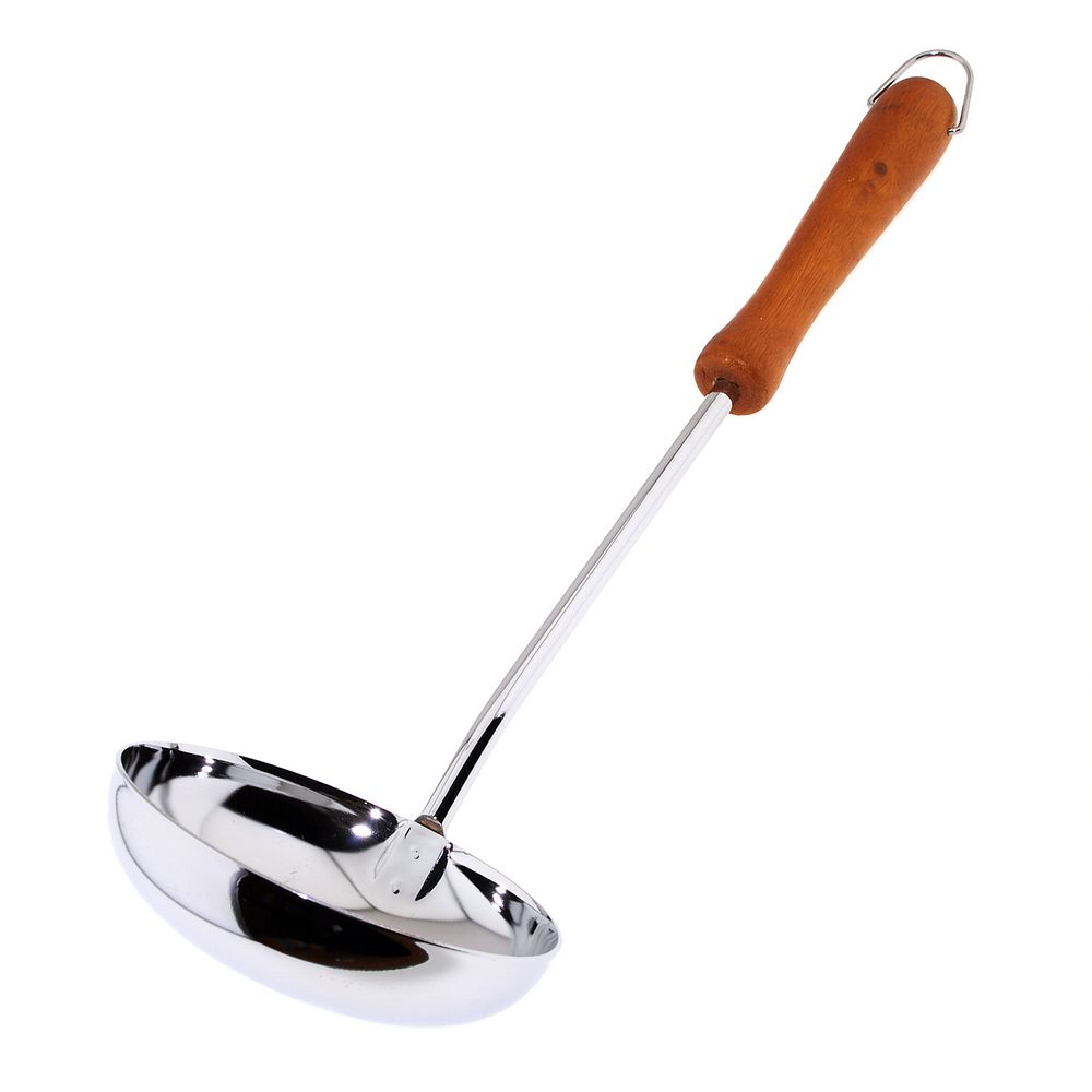 Половник хром., ручка дерев. (1/6/144) "мультидом" an50-31