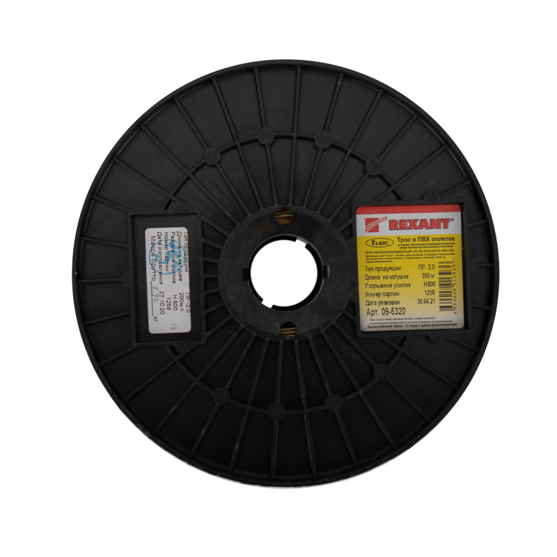 Трос стальной в пвх оплетке 2 мм х 200 м, прозрачный (1/4) "rexant" 09-5320