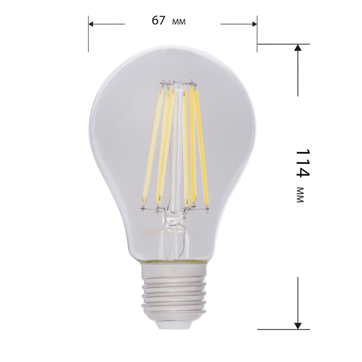 Лампа филаментная "rexant" груша a60  13,5w 4000 k 1600 лм  e27 (прозрачн.) (10/100) 604-082