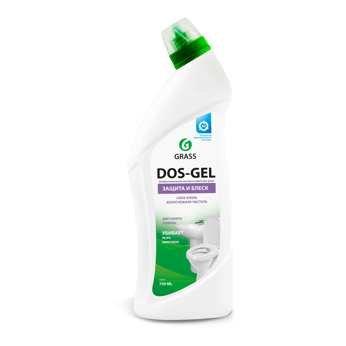 Средство для чистки и дезинфекции сантехники "dos gel" 0,75 л (щелочное) (1/12) "grass"