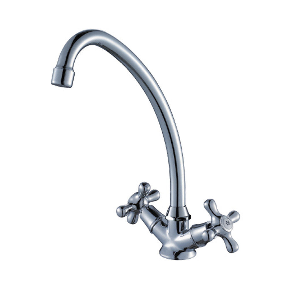 Смеситель для кухни  h02-71  поворотн. излив, двухвентильный (1/12) "rossinka"