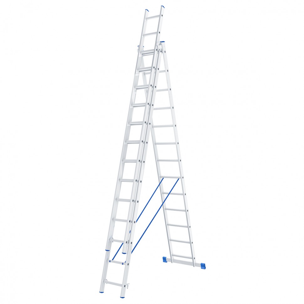 Лестница, 3 х 13 ступеней, алюминиевая, трехсекционная, Сибртех (97823)