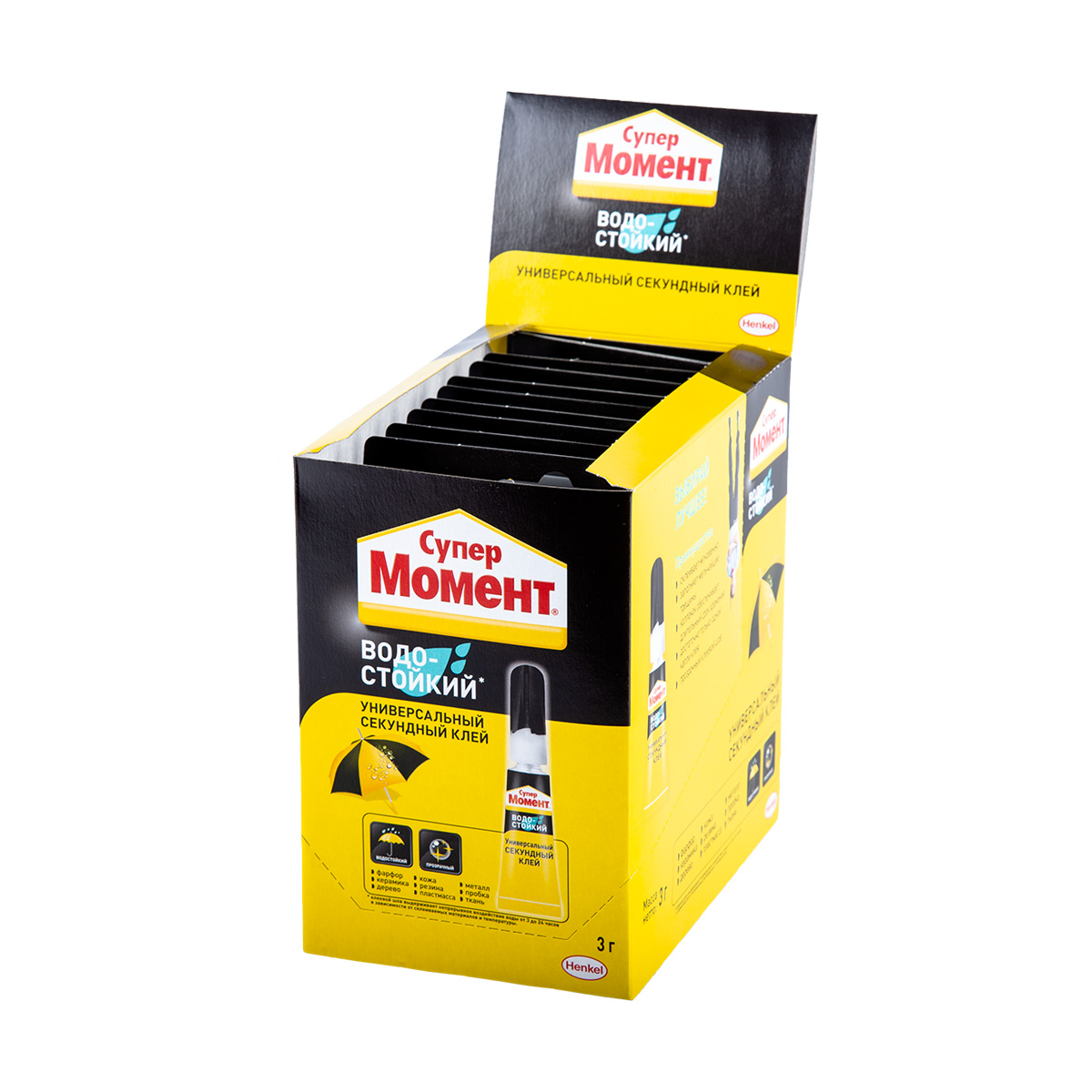Клей момент супер водостойкий 3 г  ед. блистер в шоу-боксе (10/120)  хенкель