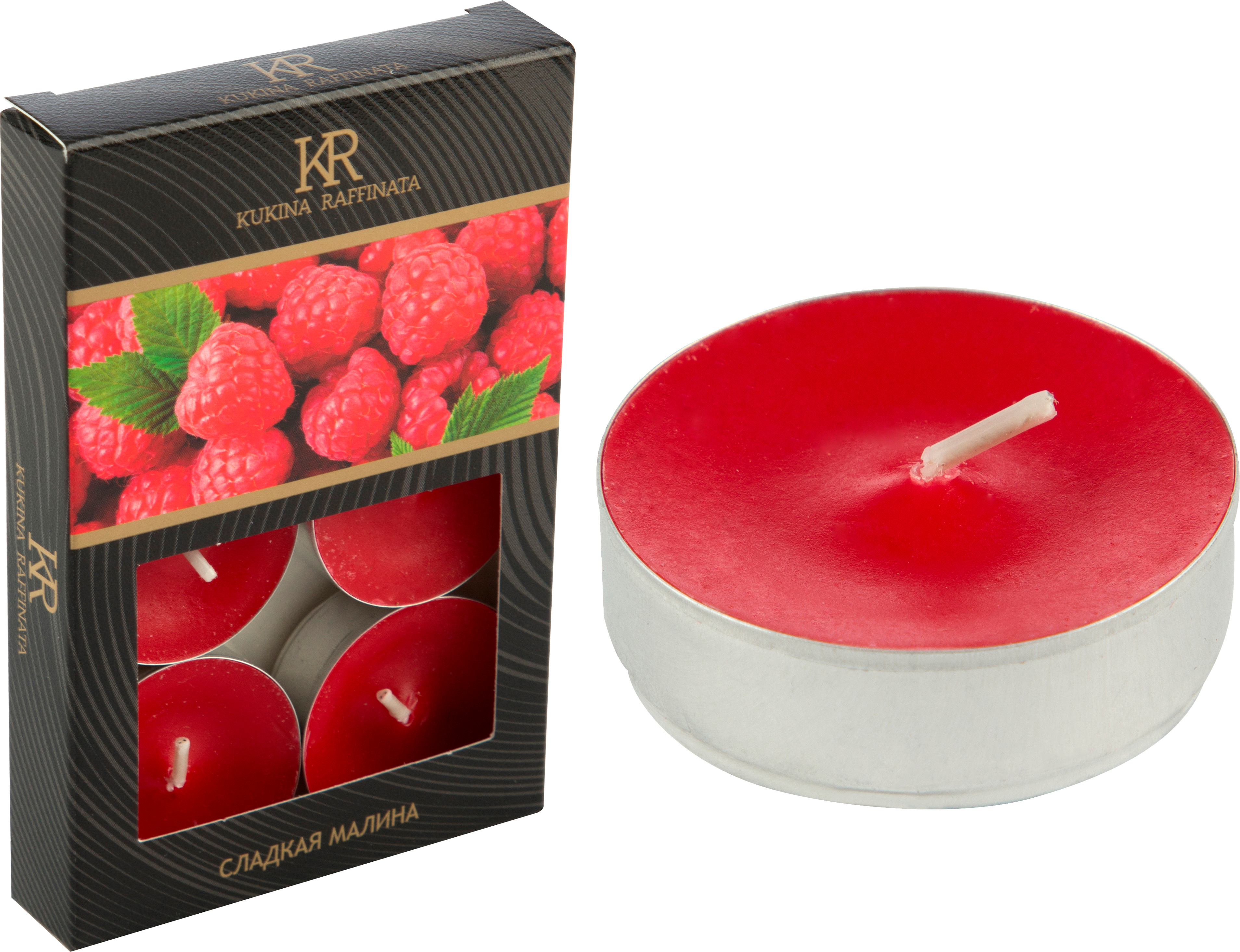 Свечи чайные ароматич. сладкая малина (упак. 6 шт.) красные (1/18) "kukina raffinata"