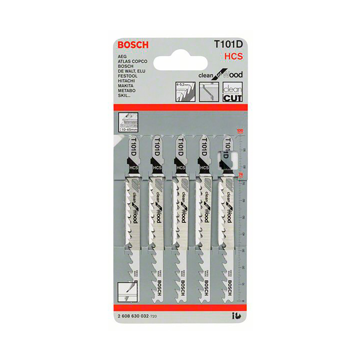 Полотна д/ эл. лобзика по дереву t101d  5 шт. 74 мм (1) "bosch" 2608630032