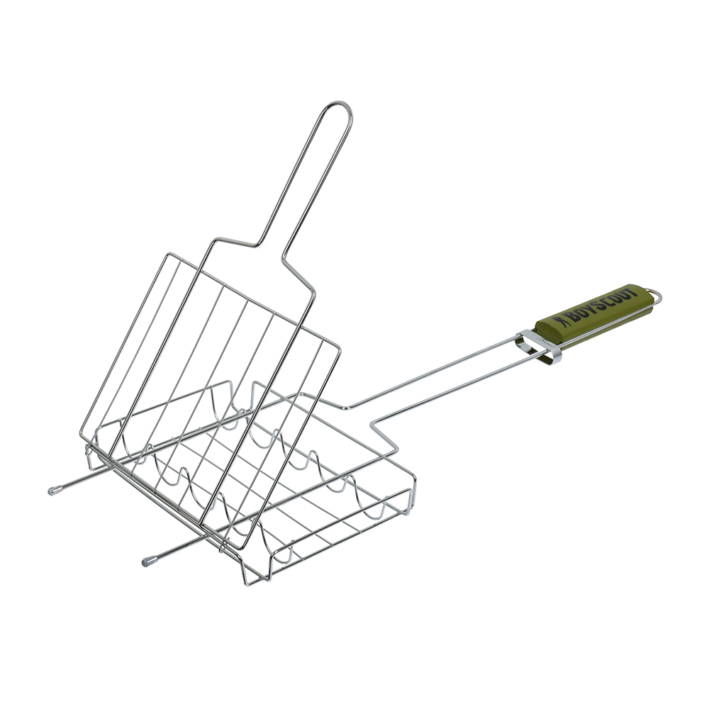 Решетка-гриль для сосисок и колбасок 21*16*2,5 см хромир. (1/12) "boyscout" 61307