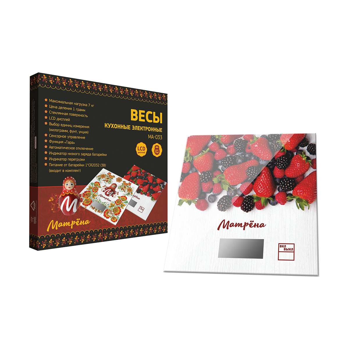 Весы кухонные электронные "матрёна" ma-033 до 7 кг (ягоды) (1/20)