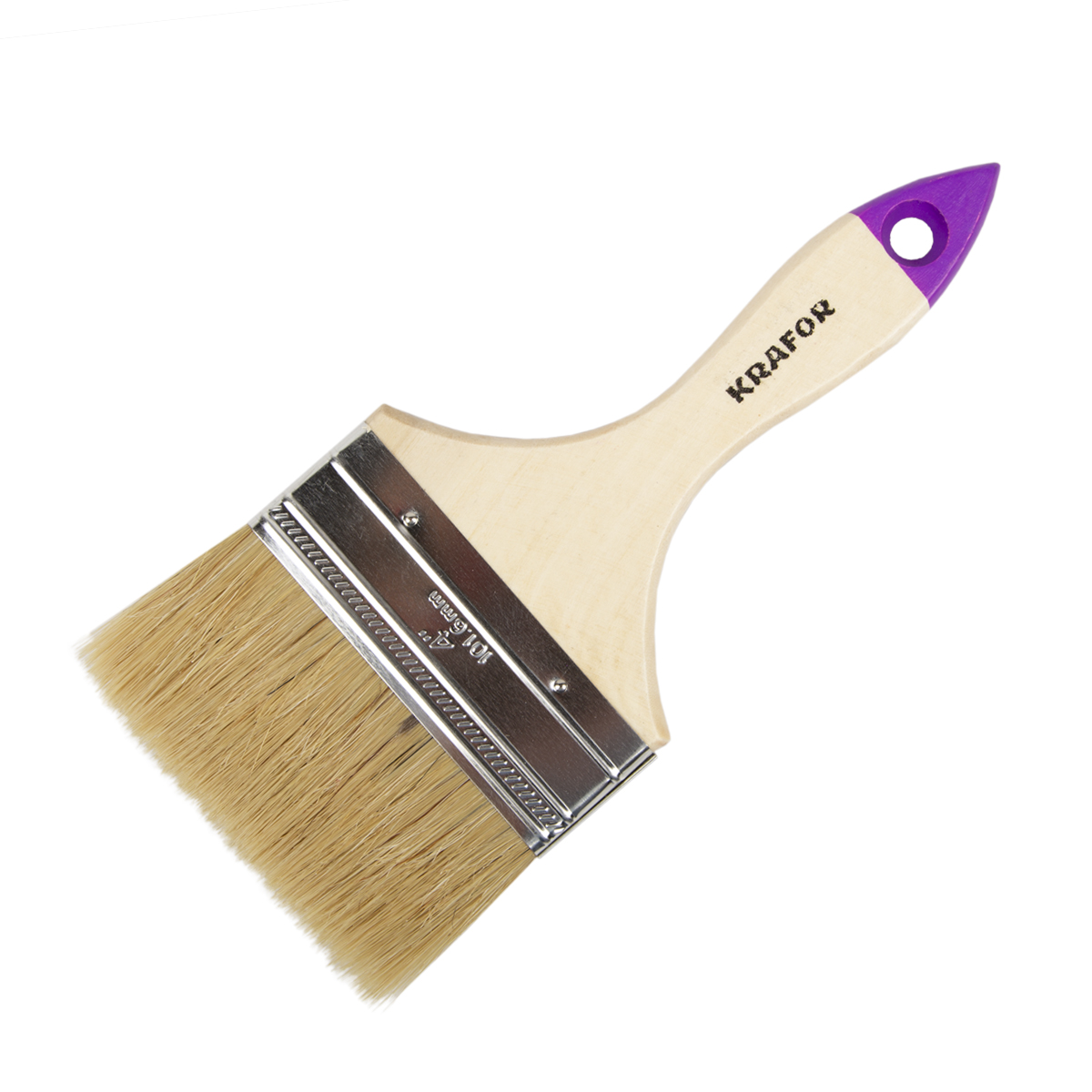 Кисть плоская  №4 /100 мм  (12/240) натур.щетина, дерев.ручка "krafor" 002-0040