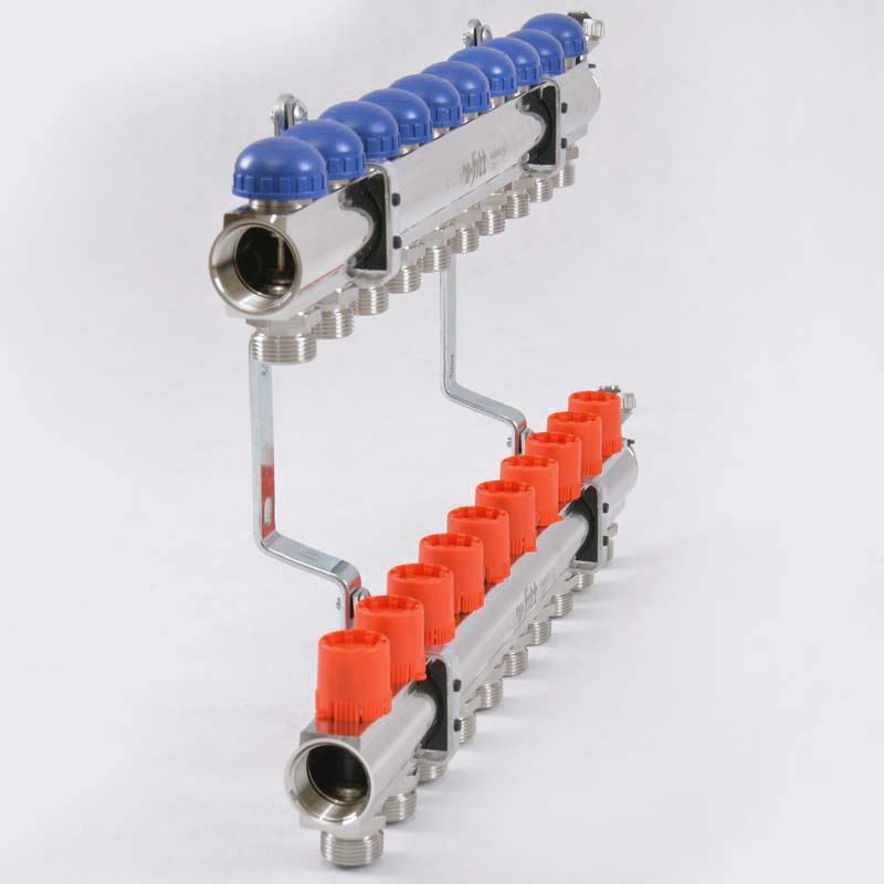 Колл. группа UNI-FITT 1"x3/4" ЕК 10 выходов с регулировочными и термостатическими вентилями