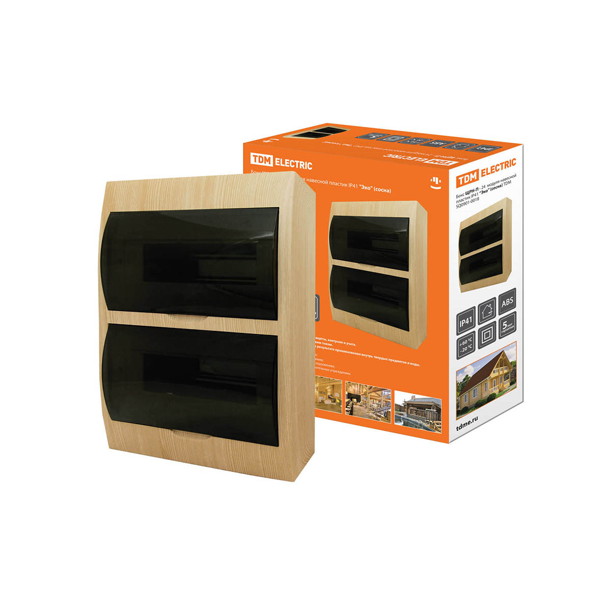 Щиток распределительный навесной щрн-п 24 модуля, пластик ip41 "эко" (сосна) (1/10) tdm sq0901-0018