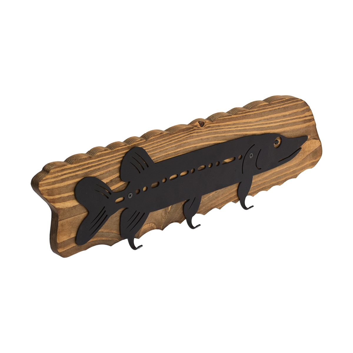 Вешалка настенная "щука" (3 крючка) 59*16 см, брашированная, сосна (1) "банные штучки" 31230