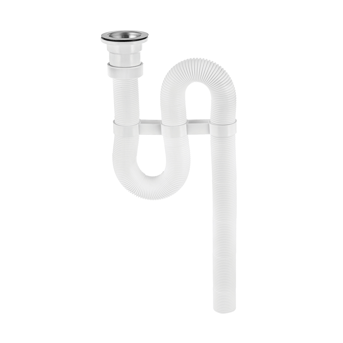 Сифон гофр. "эконом" белый с нерж. чашкой (20) "вирпласт"