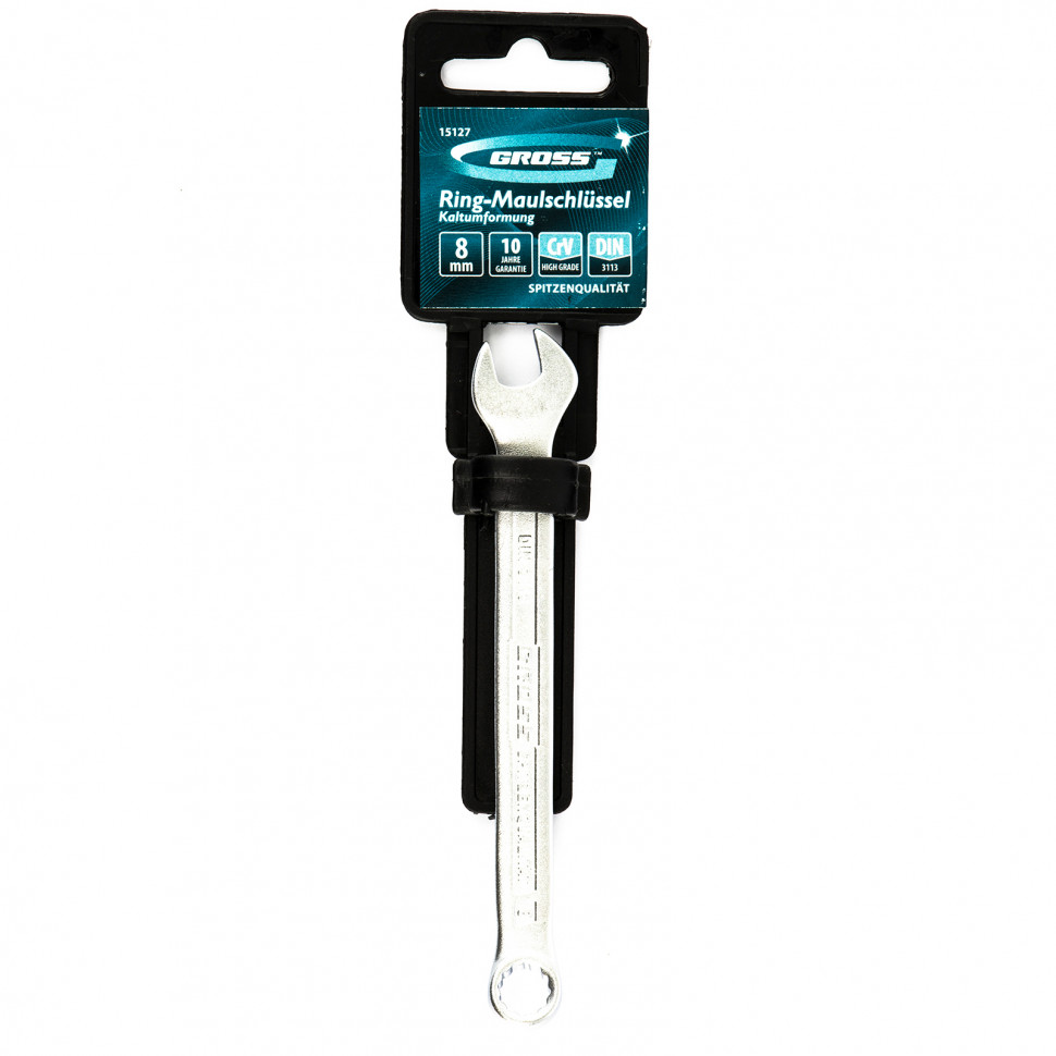 Ключ комбинированный 8 мм, CrV, холодный штамп Gross (15127)
