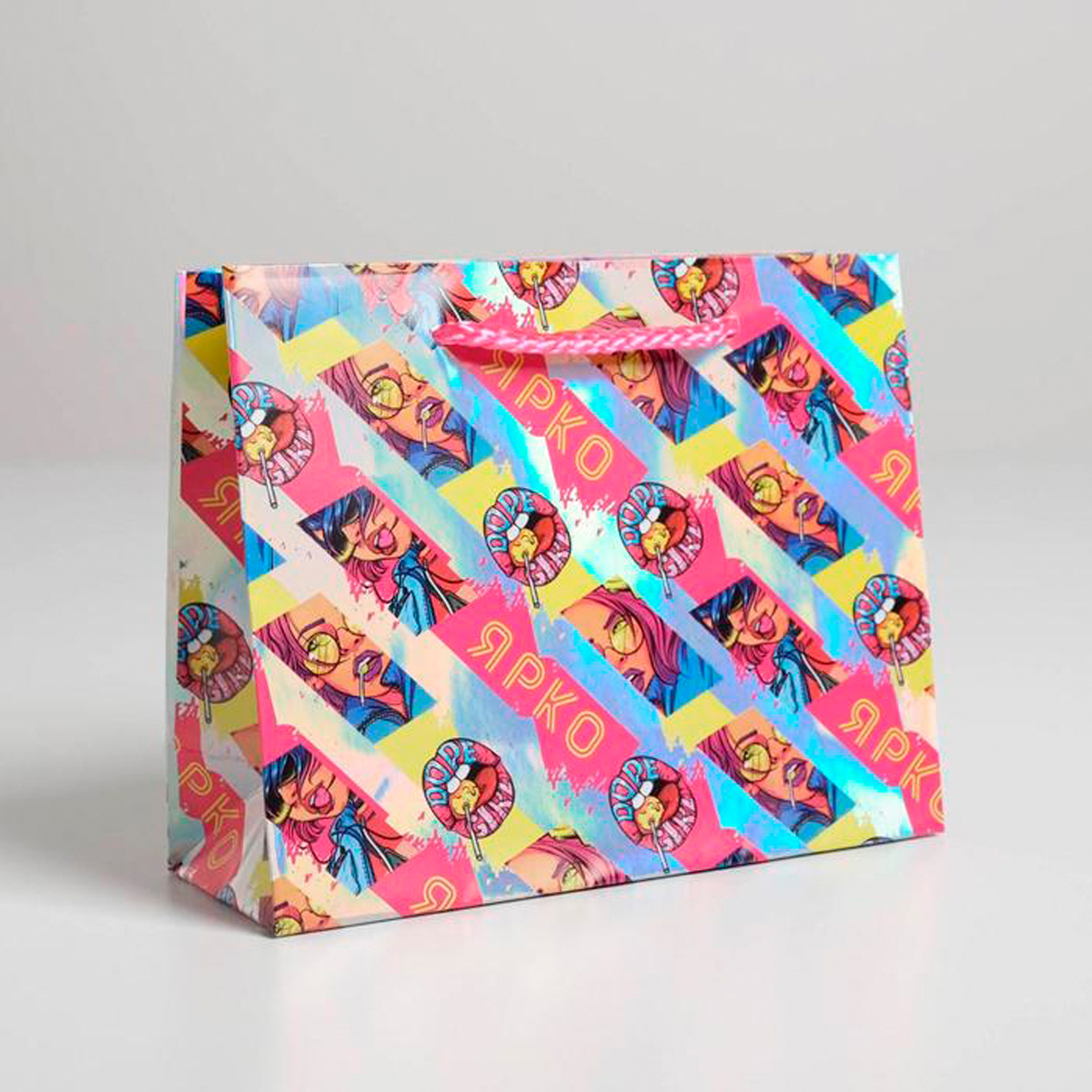 Пакет подарочный голографический "shine like a star" 15*12*5,5 см (1/12/900)"дарите счастье" 5307549