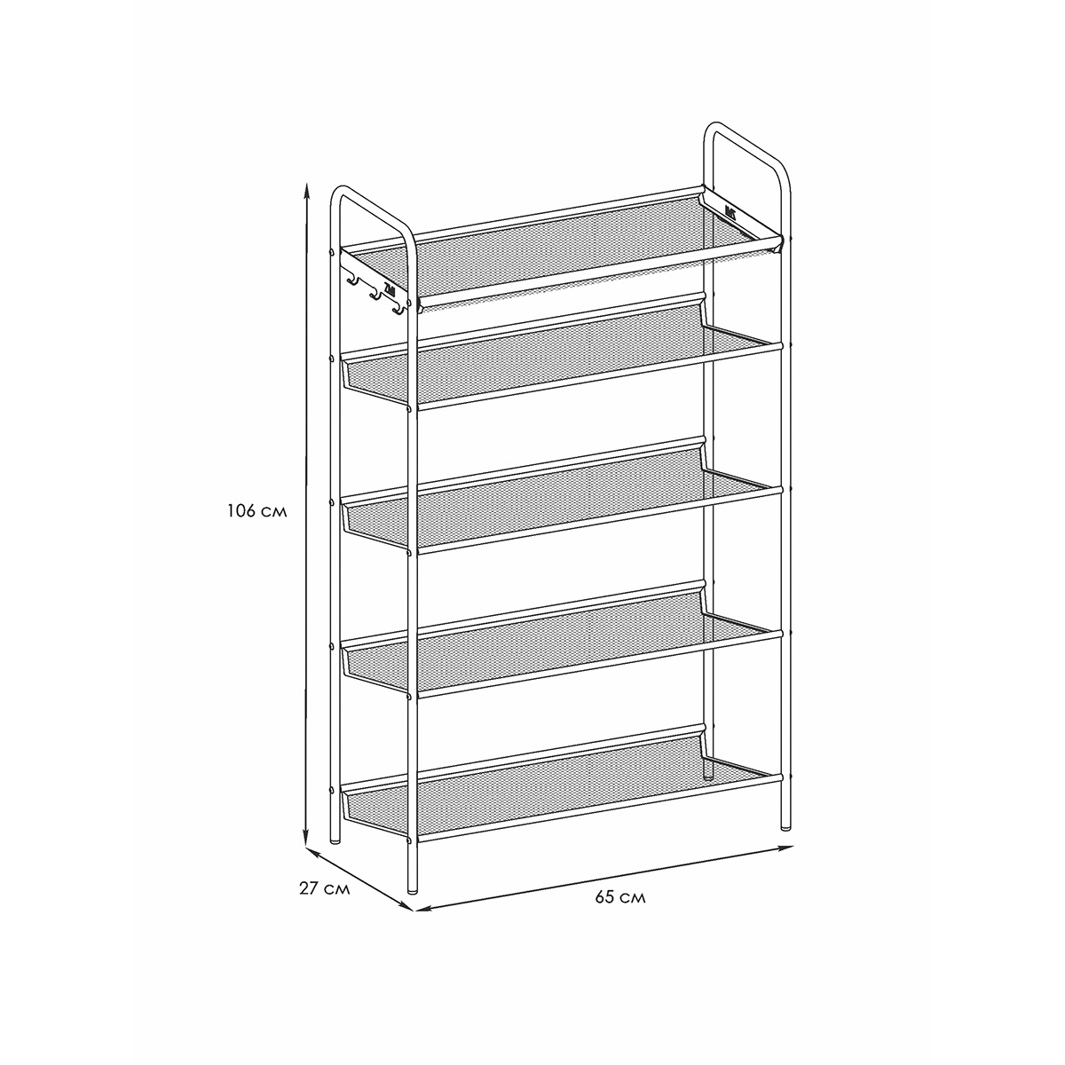 Подставка для обуви "женева 25" 5 полок (650*270*1060 мм) черный (1) пдо ж25 ч