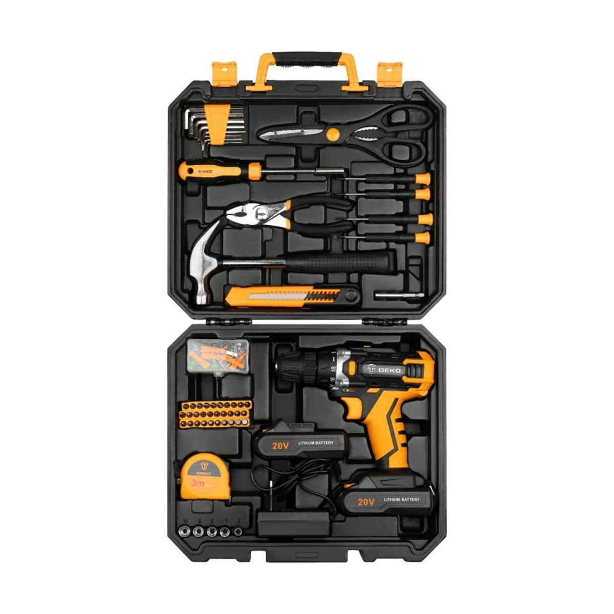 Дрель-шуруповерт аккум. dkcd20fu-li с набором инструм. 104 предм., 2 аккум. (1) "deko" 063-4178