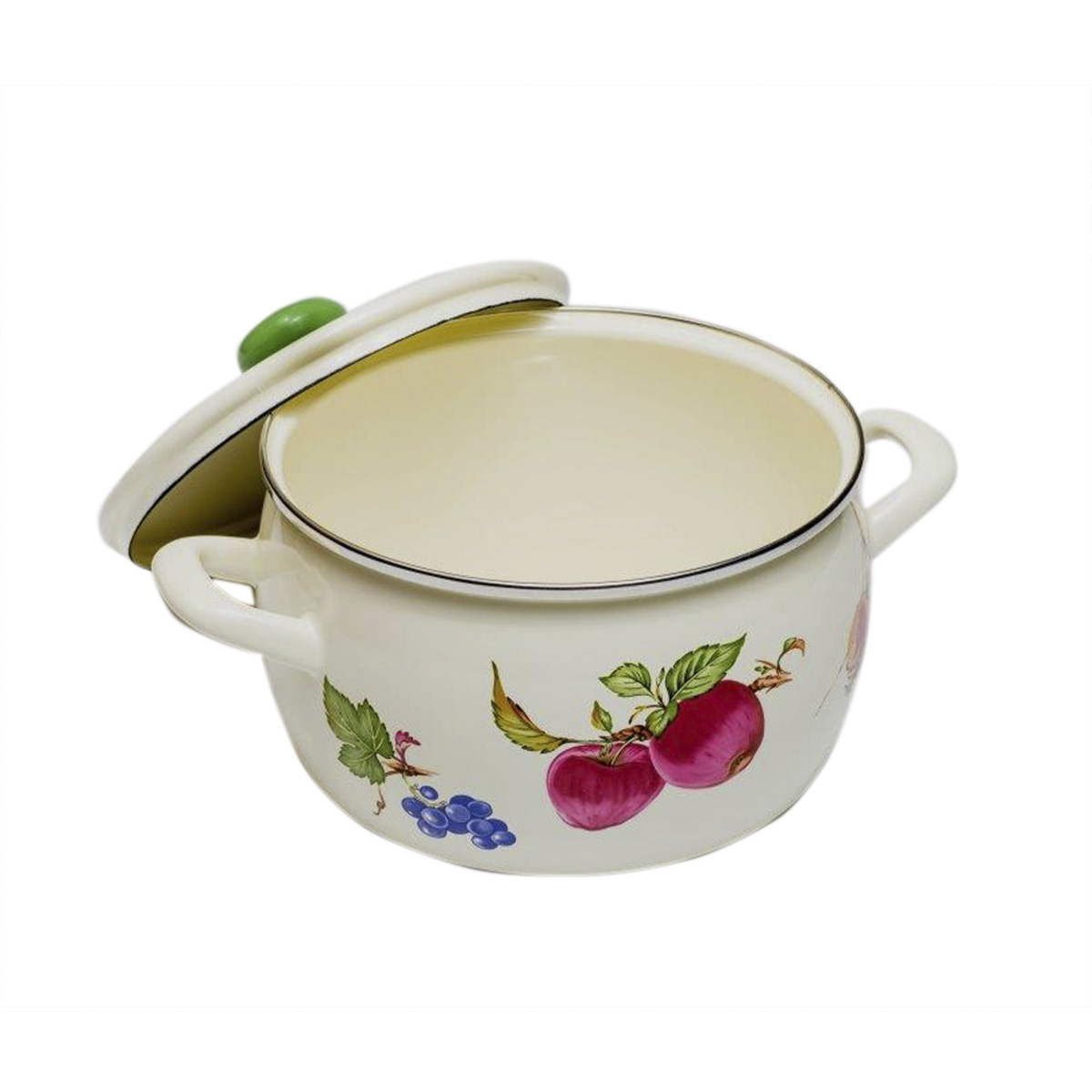 Кастрюля эмалиров. "фрукты" 5,3 л, 22 см металл. крышка (1/4) "metrot"