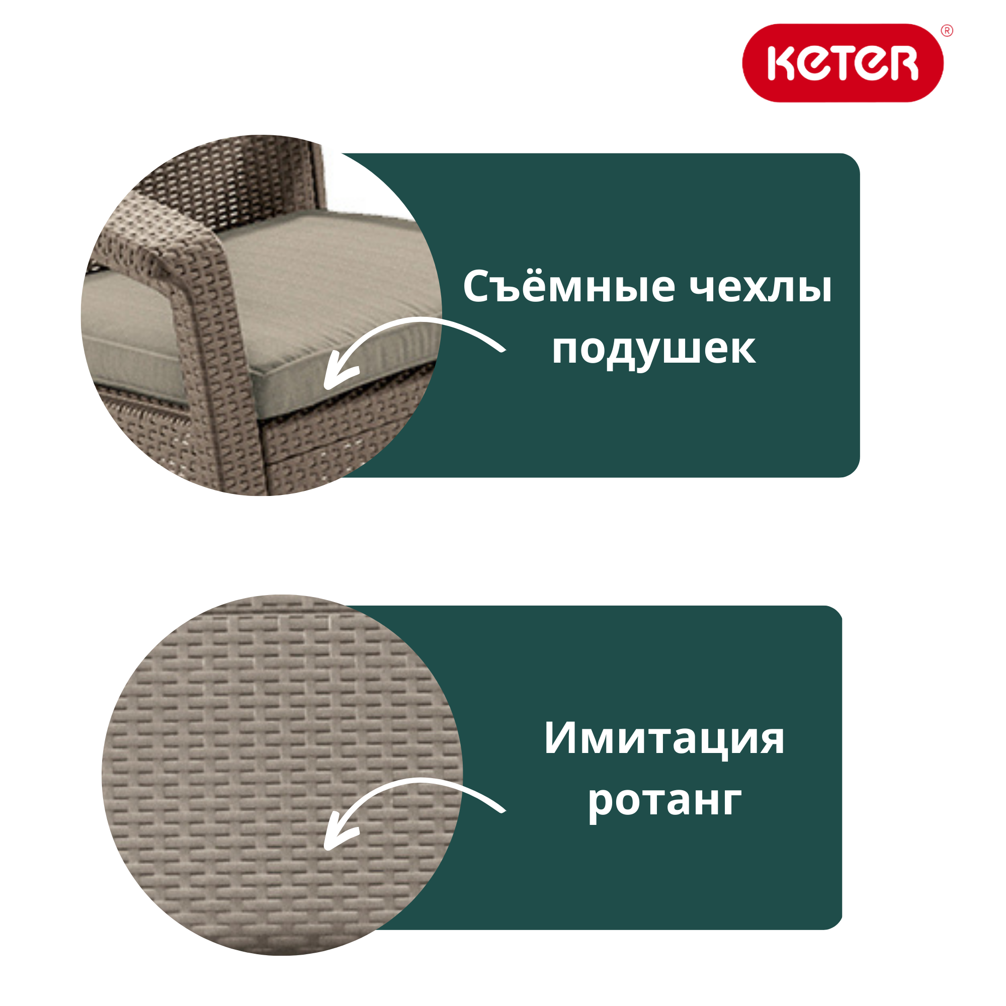 Диван пластиковый Корфу (Corfu love seat) капучино (производство Россия)