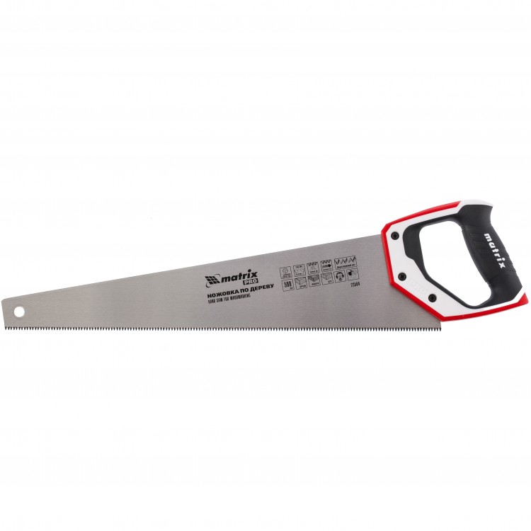 Ножовка по дереву, 500 мм, каленый зуб 3D, 7-8 TPI, трехкомпонентная рукоятка, Pro Matrix (23584)