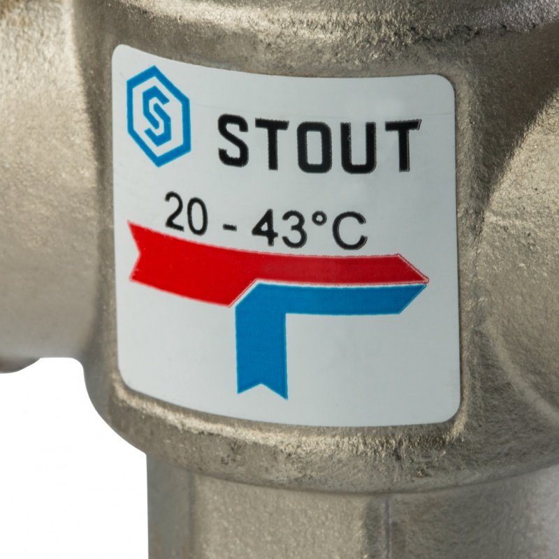 Термостатический смесительный клапан 1" STOUT НР 20-43°С 1,6 KV