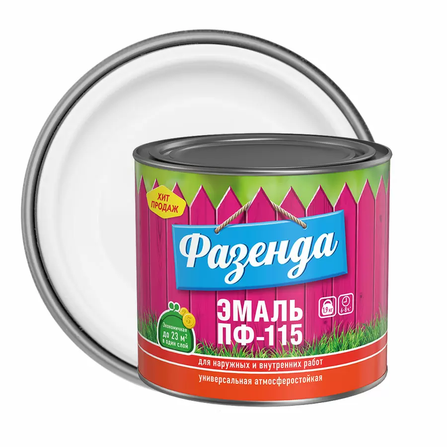 ТЕКС ФАЗЕНДА ПФ 115 эмаль алкидная, универсальная, белый (1,9кг)