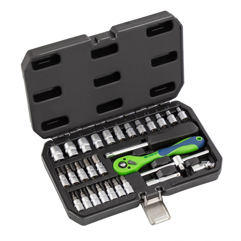 Набор инструментов 29 предметов, CrV, 1/4" Сибртех (13523)