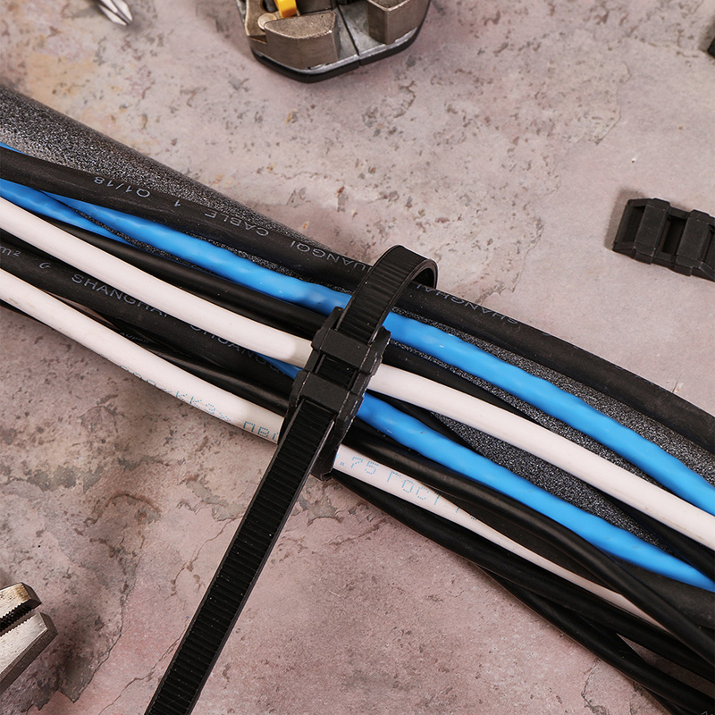 Хомуты нейлон усилен., двойной замок 9,0 х 350 мм (набор 100 шт.), черные (1/5/30) "rexant" 07-0359