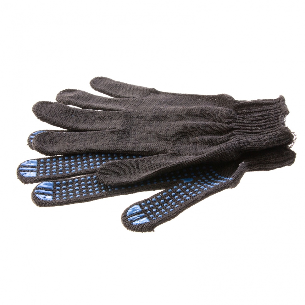 Перчатки трикотажные, ПВХ-покрытие "Точка", 10 класс, черные (67855)